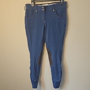 Horseware Women's Blue Equestrian Pants Reinforced B/t Knees Beautiful Detail